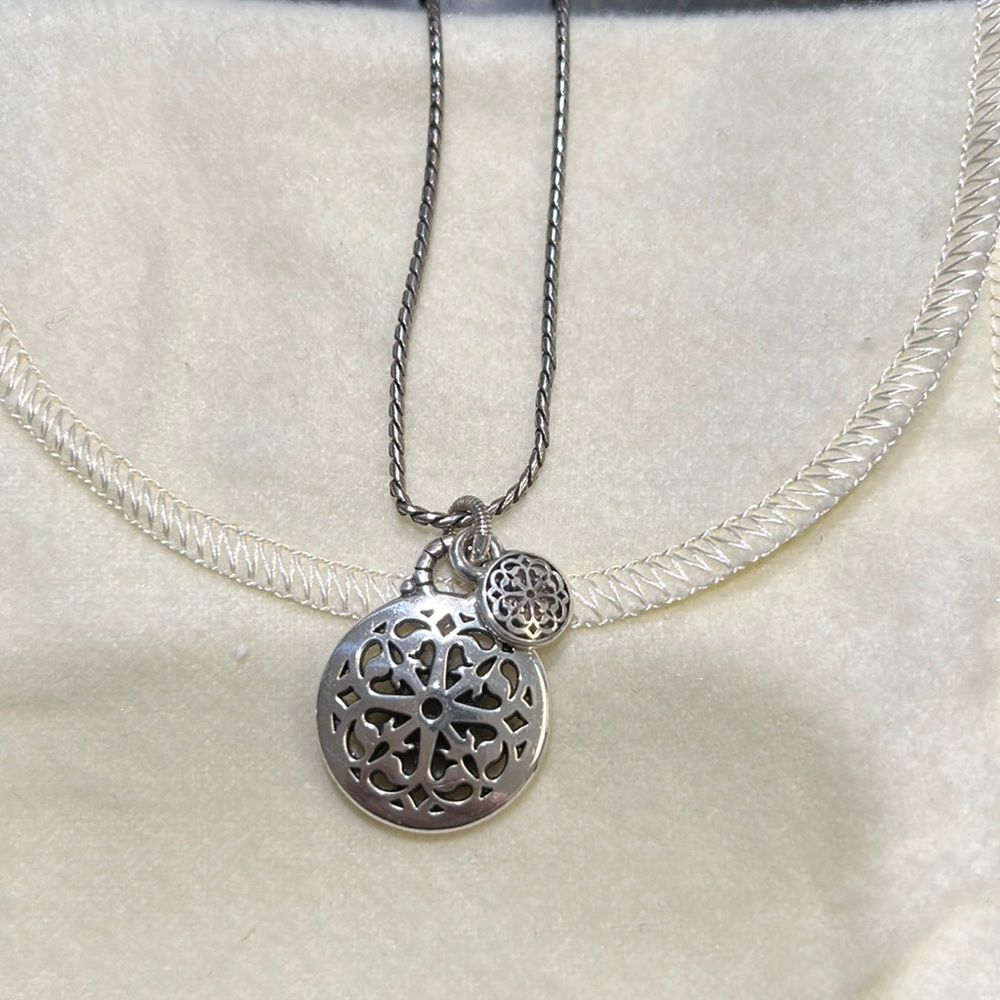 Brighton Silver Filigree Disc Pendant Necklace